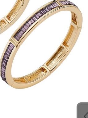 Park Lane Gold-Tone Baguette Crystal Bangle Bracelet in Lavender